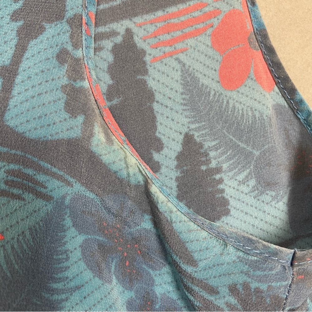 Bridge & Burn Silk Top Makelike Hawaii 503 Women Floral Blue Pink Sleeveless - Picture 7 of 16